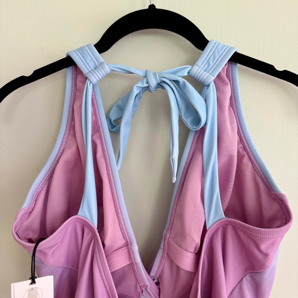 🧜🏻‍♀️SHADE & SHORE Ombré Purple Blue One Piece Halter Cheeky Swimsuit NWT - Picture 6 of 6